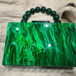 Green Marble Acrylic Clutch